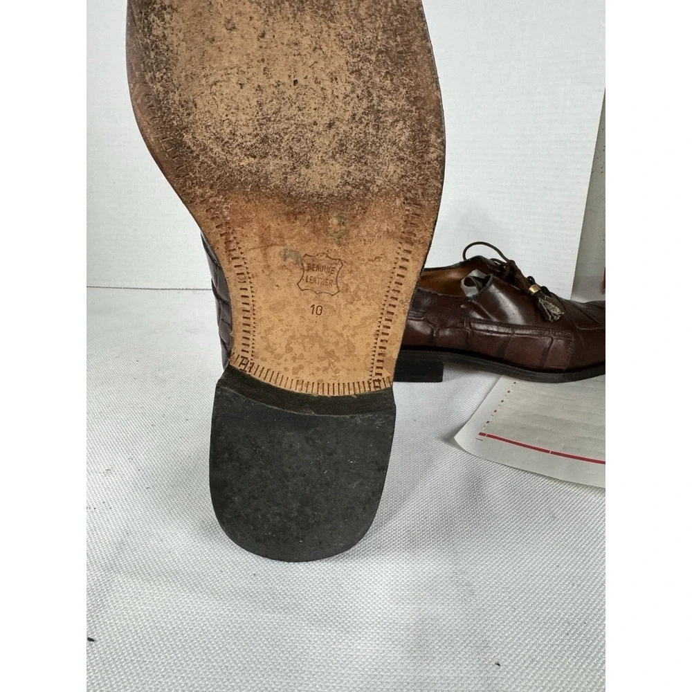 Marco Vicci‎ Rockford Croc Embossed Leather Wingtips tassels size 10